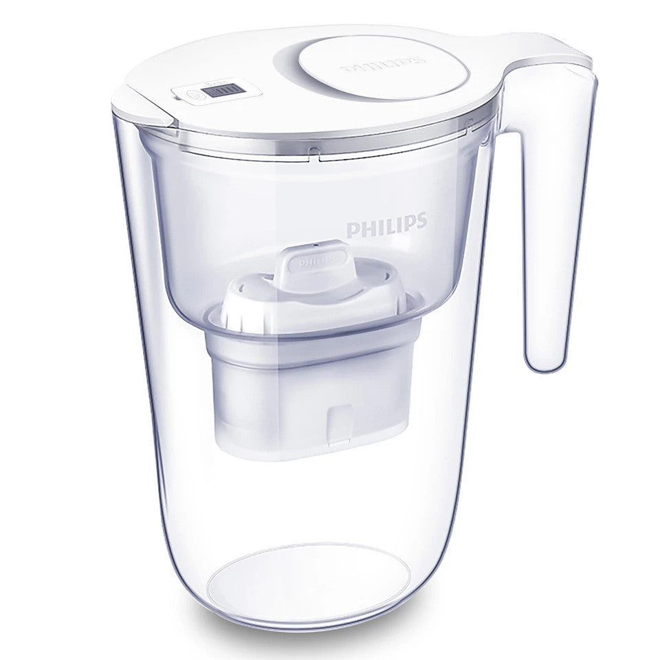 Philips Caraffa Filtrante 2.6L Bianca con Microfiltrazione e Timer Digitale