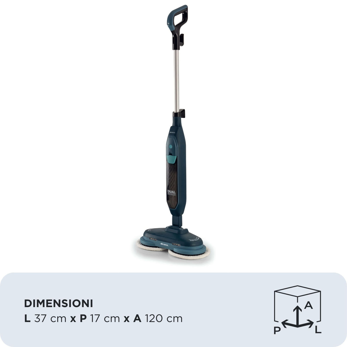 Ariete Dual Steam Scrub 4178/00 Scopa a Vapore 1200W, Serbatoio 400cc - Blu