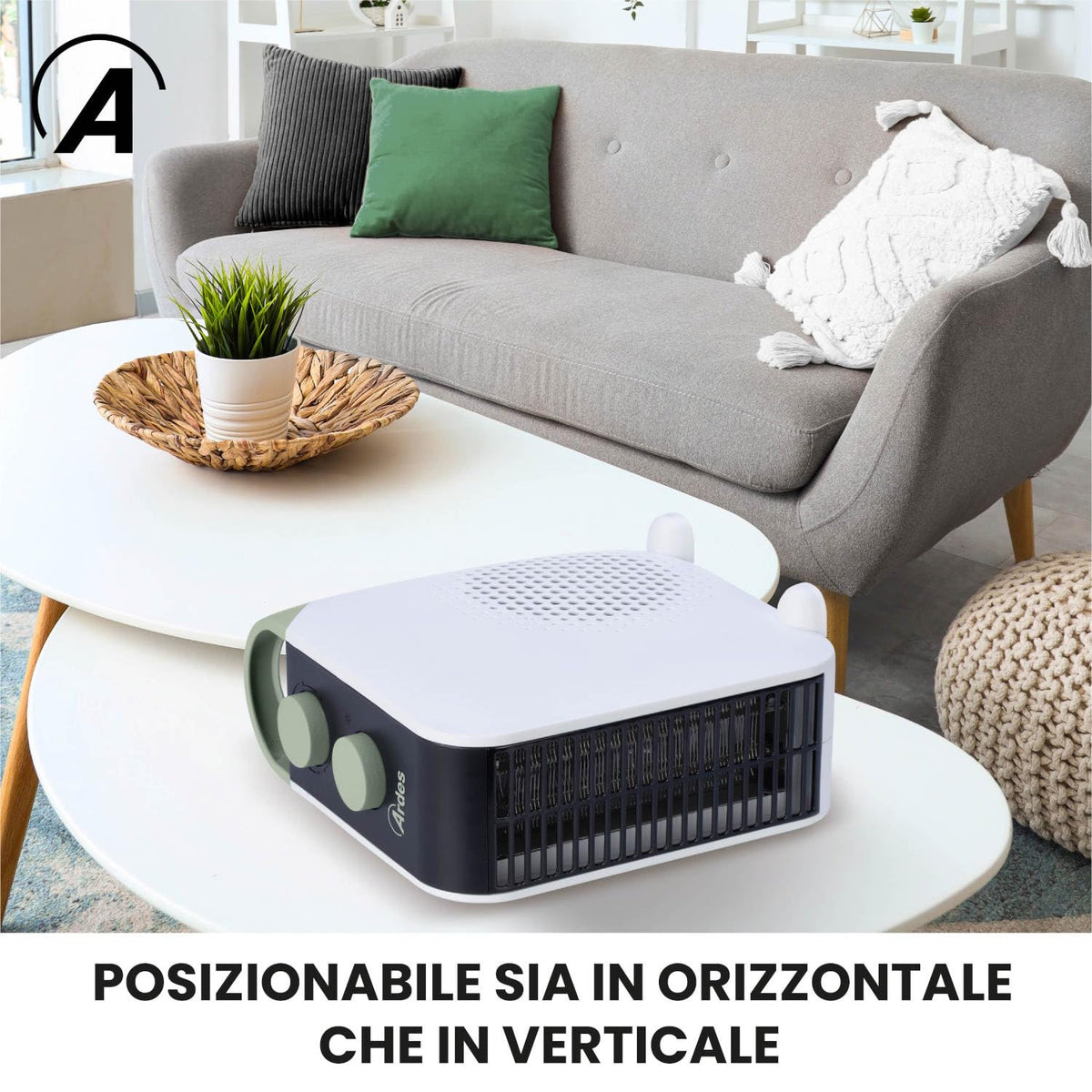 Ardes AR4F15 White Fan Heater 2000W Horizontal/Vertical Positionable
