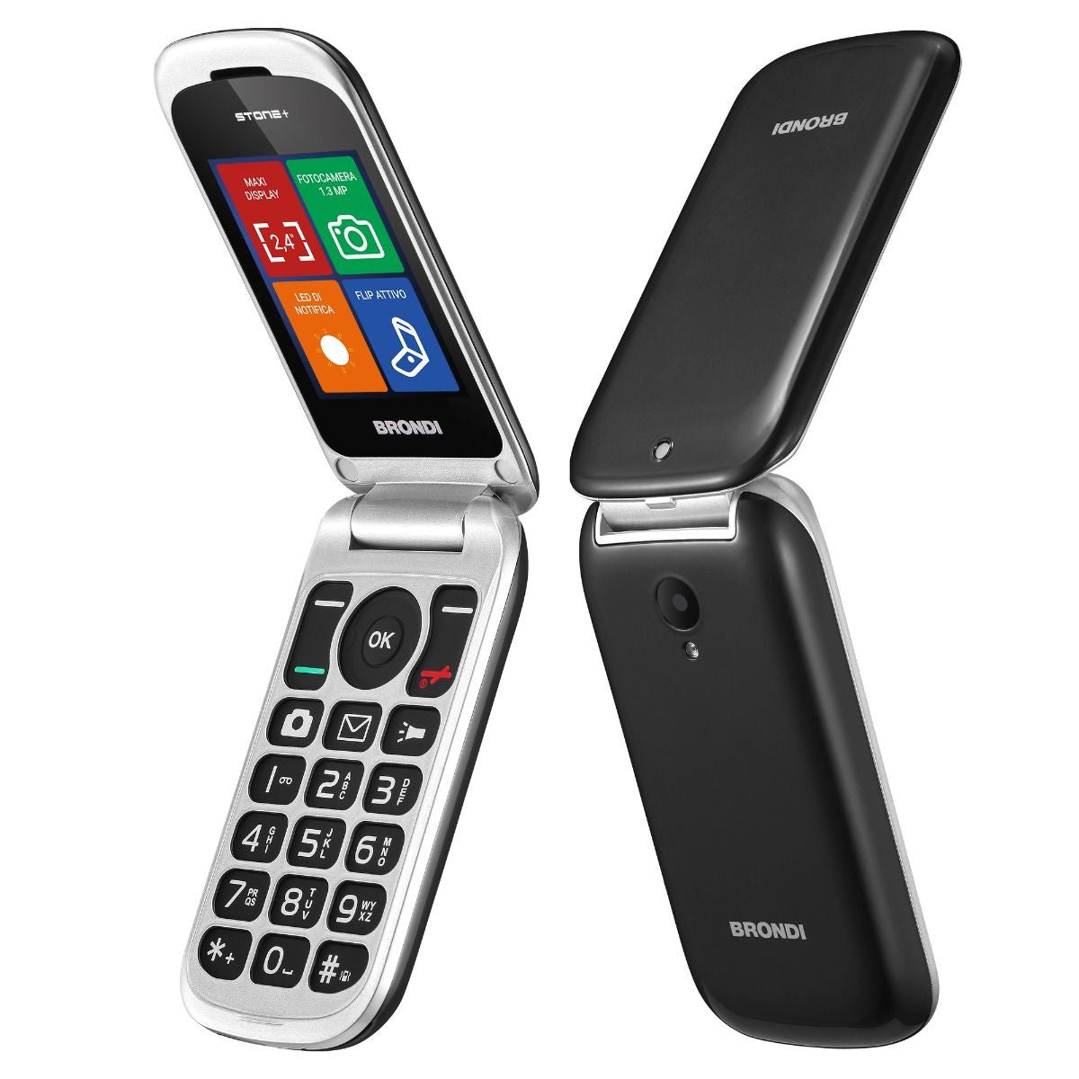 Brondi Stone+ Basic Clamshell Cell Phone Dual SIM 2.4 Inch Black