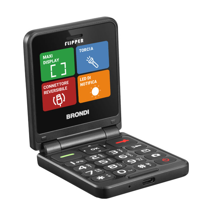 Brondi Flipper Basic Cell Phone Dual SIM 2G Black Clamshell 2.4