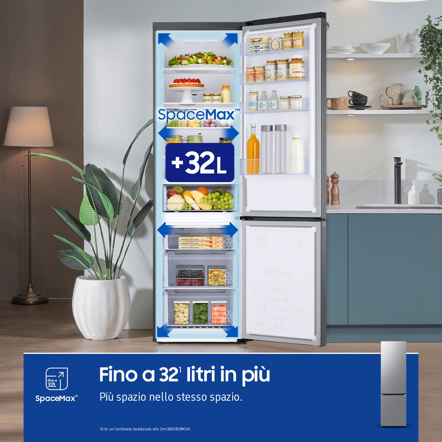 Samsung Frigorifero Combinato RB38C600CS9 390L No Frost Classe C Wi-Fi Acciaio inox