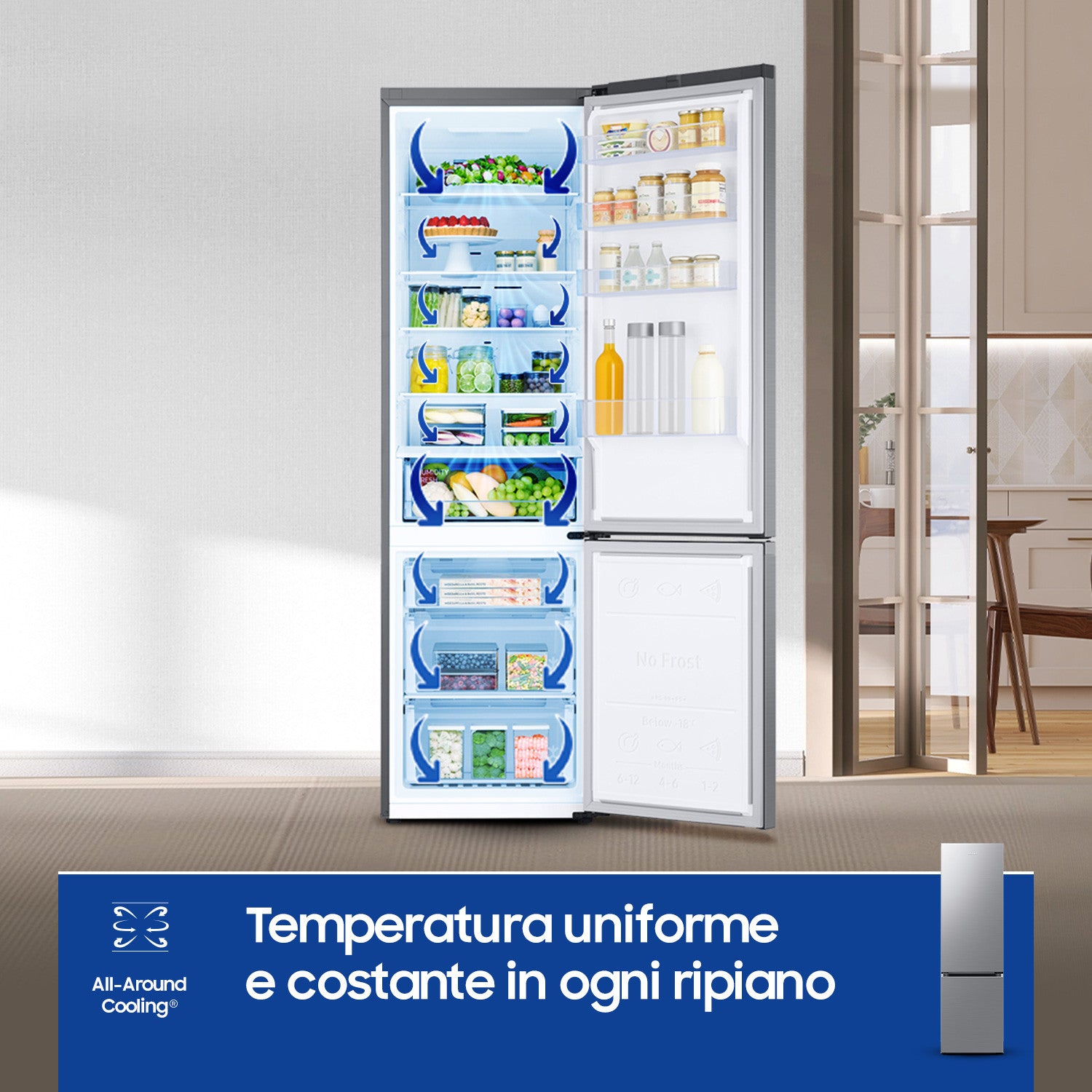 Samsung Frigorifero Combinato RB38C600CS9 390L No Frost Classe C Wi-Fi Acciaio inox